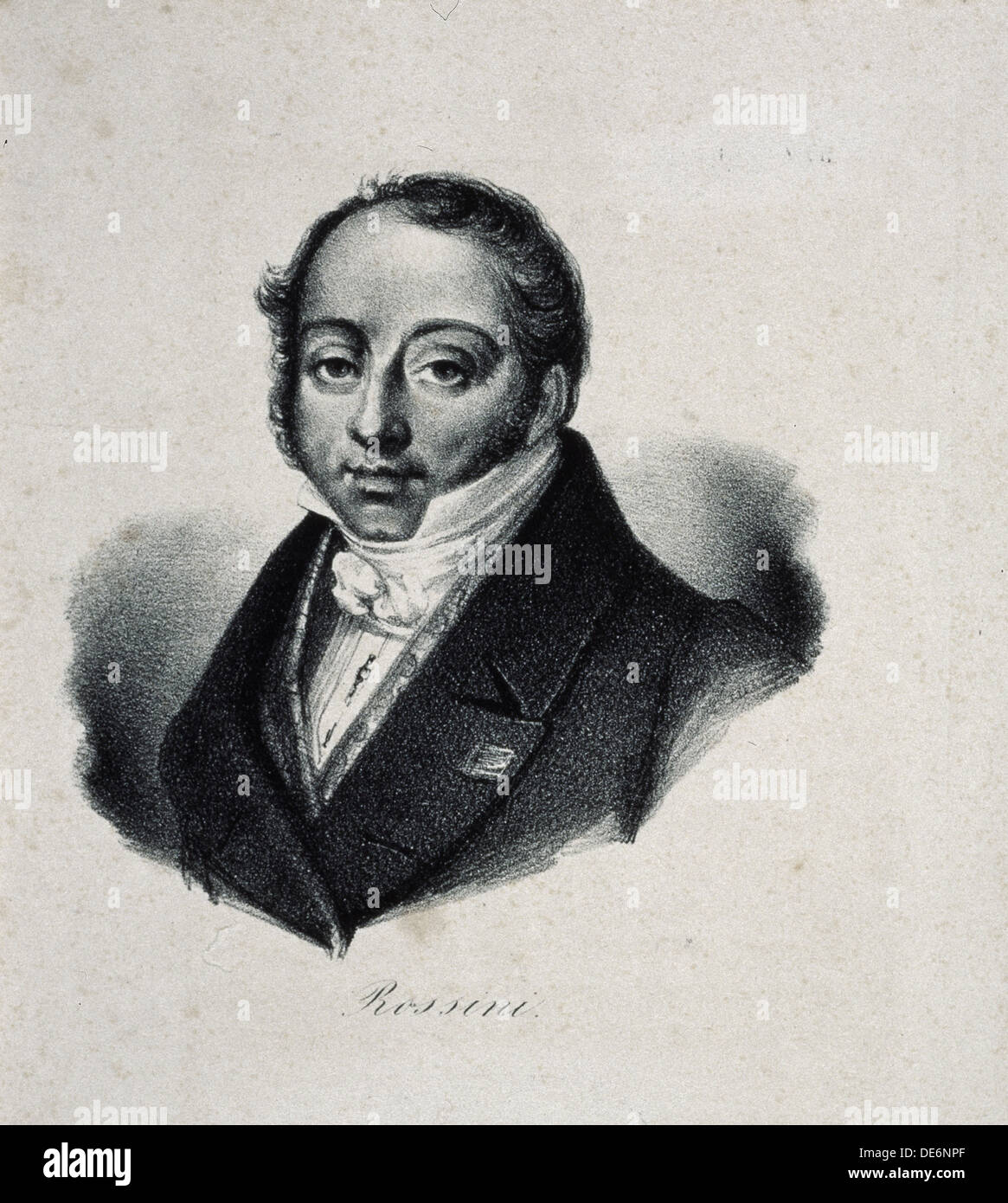 Portrait of the composer Gioachino Antonio Rossini (1792-1868). Artist: French master Stock Photo