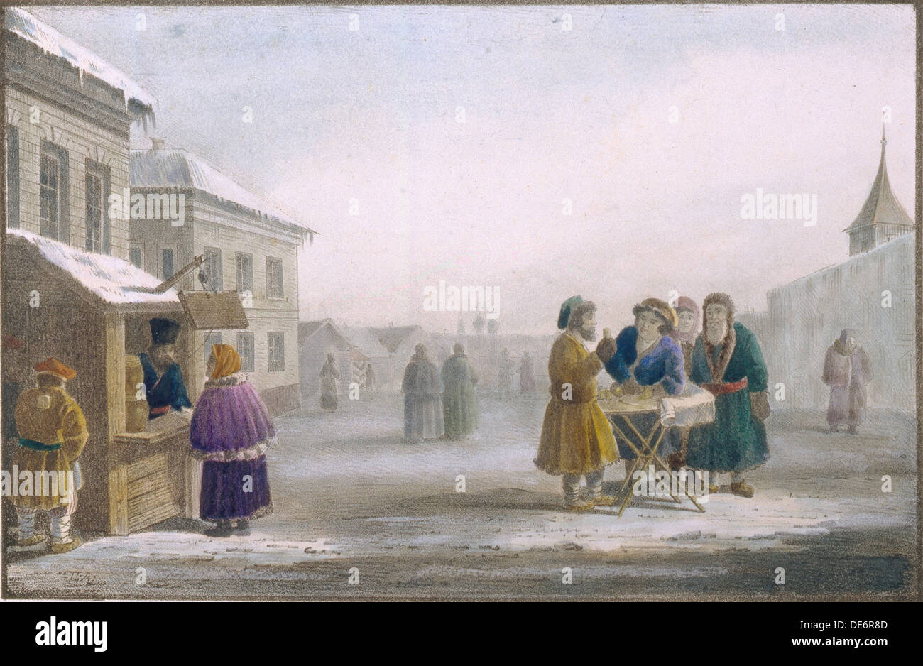 Street Tobacco Vendor at the Tobacco Store, 1825. Artist: Pluchart, Eugéne (1809-1880) Stock Photo