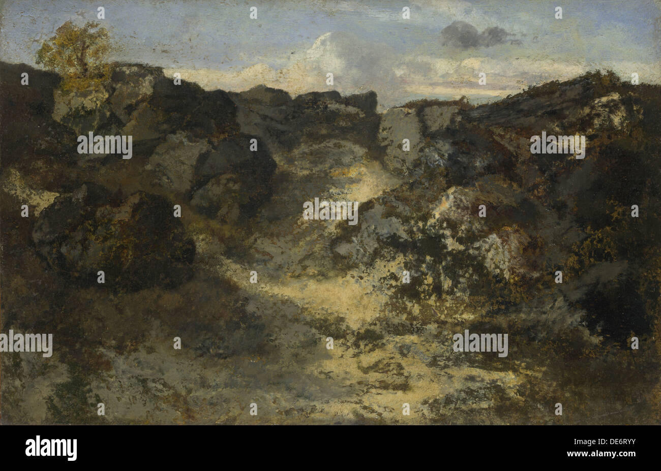 Rocky Landscape, c. 1840. Artist: Rousseau, Théodore (1812-1867) Stock Photo
