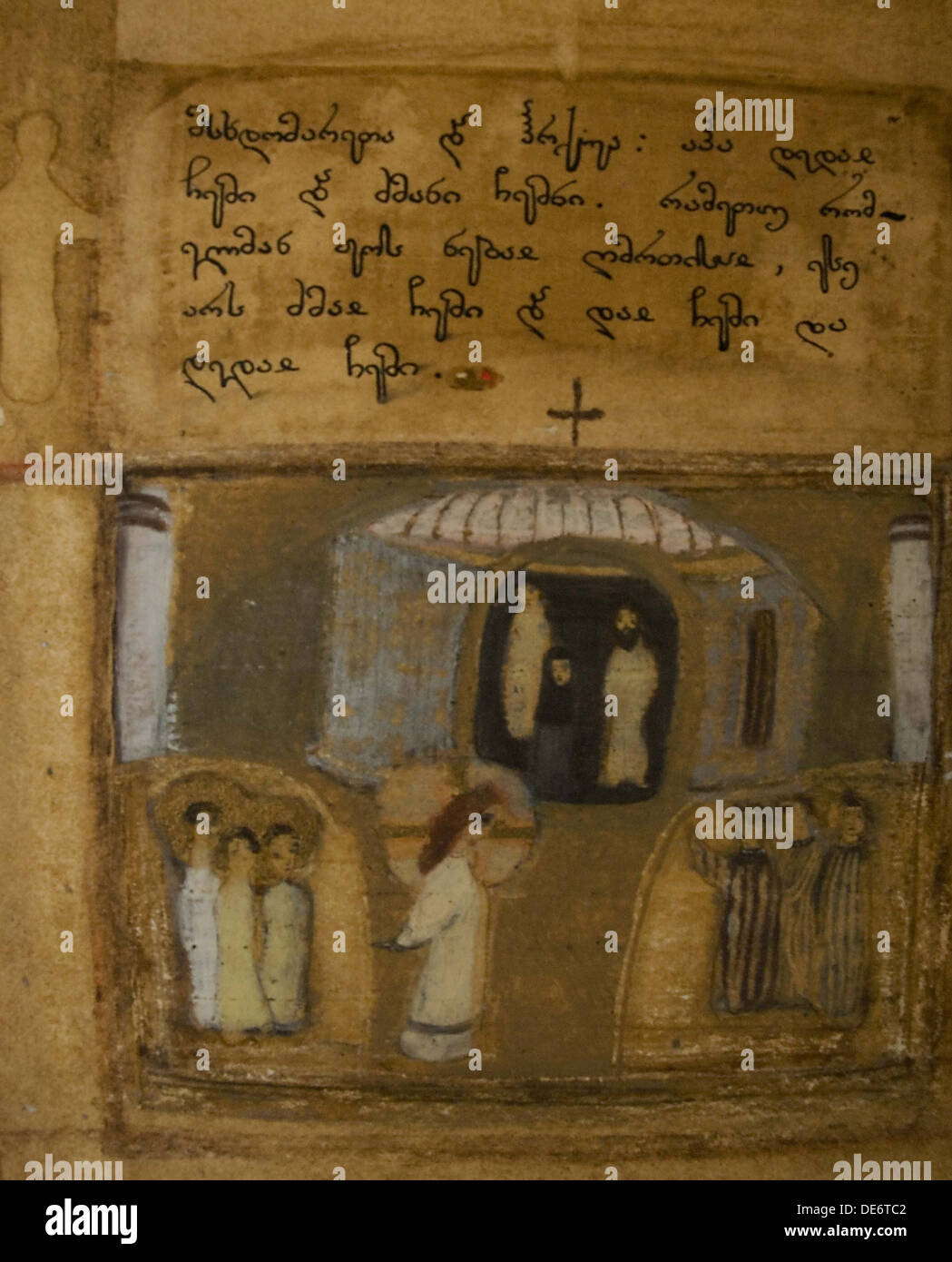 Illuminated manuscript of the Georgian-language Gospels, 11th-12th century. Artist: Anonymous master Stock Photo