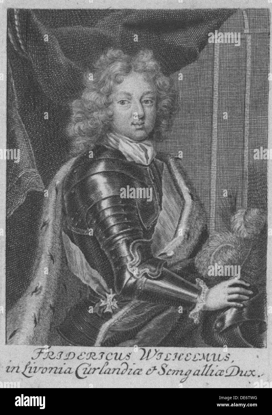 Portrait of Frederick William Kettler (1692-1711), Duke of Courland and Semigallia, c. 1710. Artist: Bernigeroth, Johann Martin (1713-1767) Stock Photo