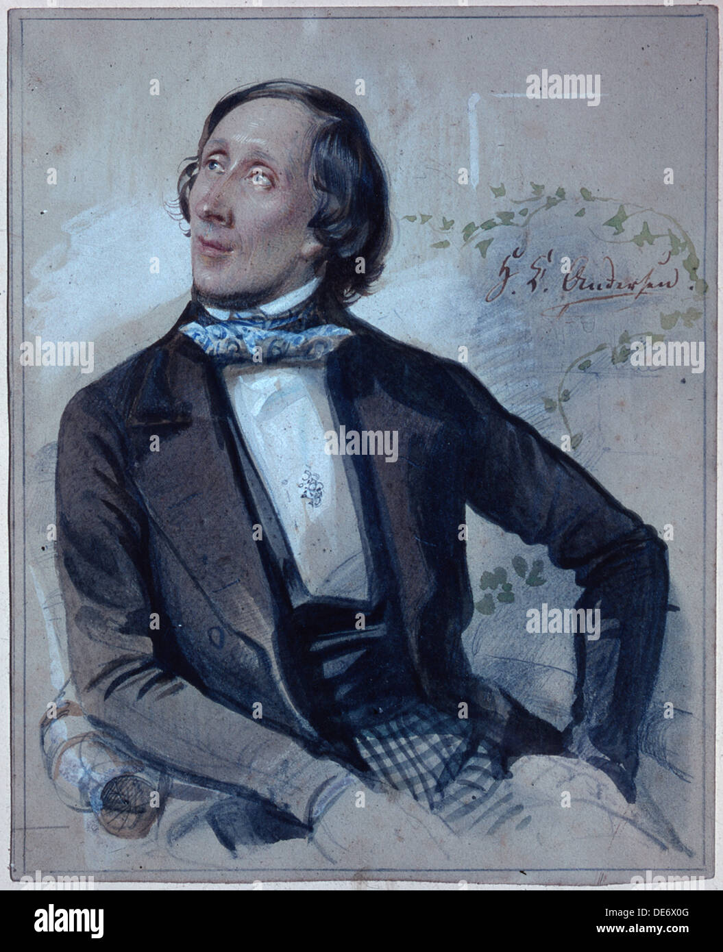 Hans Christian Andersen, 1845. Artist: Hartmann, Carl (1818-1857) Stock Photo