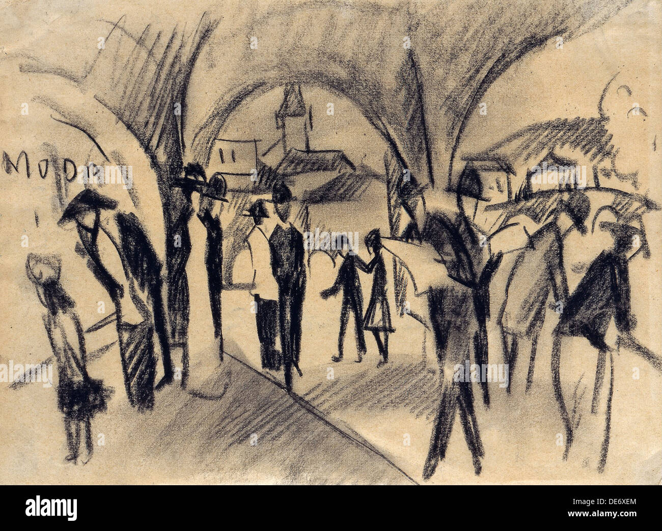 Scene Under the Arcades in Thun, 1913. Artist: Macke, August (1887-1914) Stock Photo