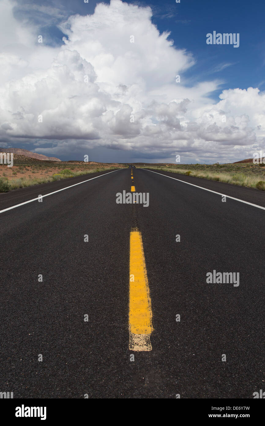 Arizona Highway 64 approaching Grand Canyon National Park Stock Photo