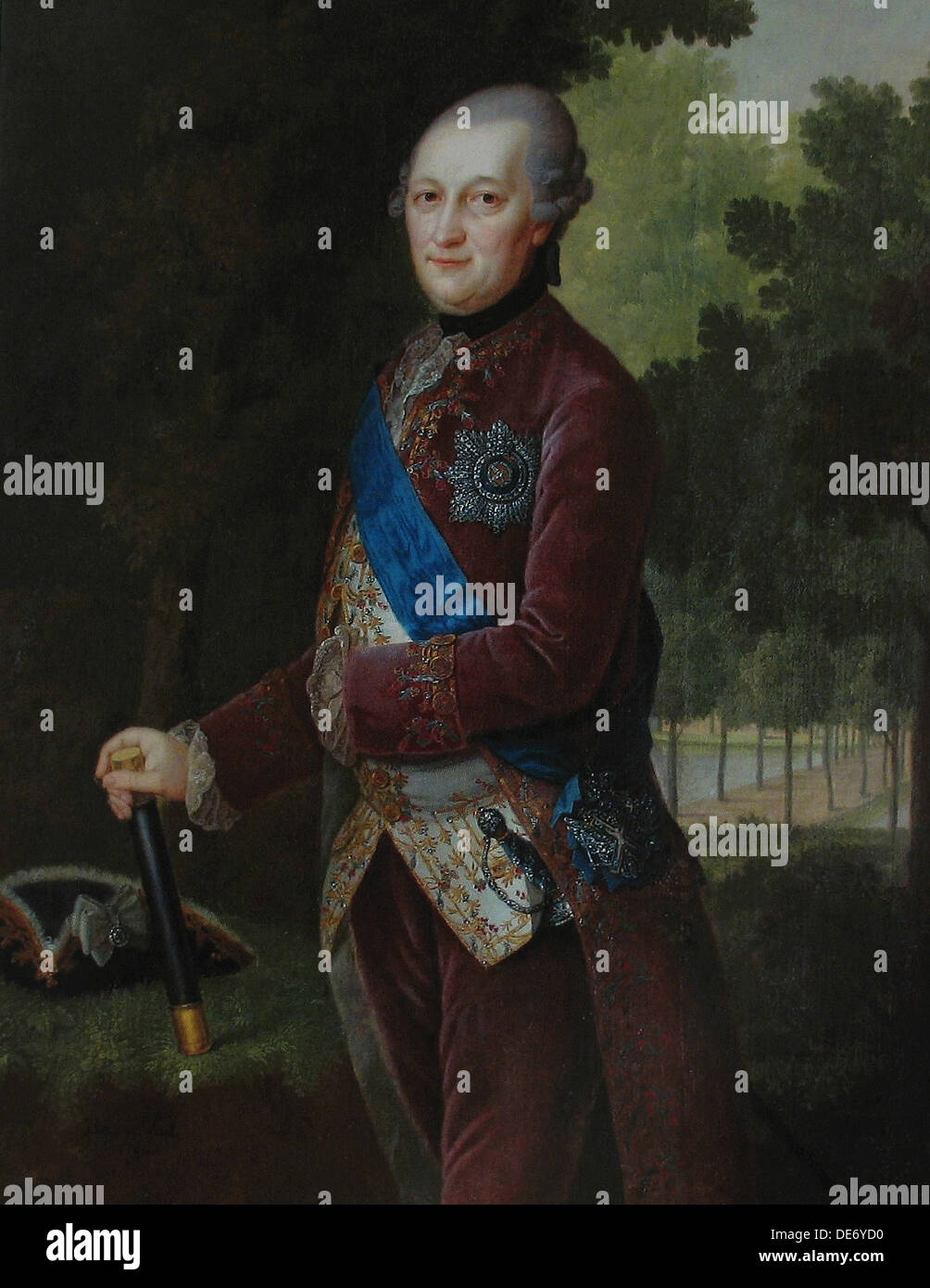 Portrait of Peter von Biron (1724-1800), Duke of Courland and Semigallia, 1781. Artist: Barisien, Friedrich Hartmann (1724-1796) Stock Photo