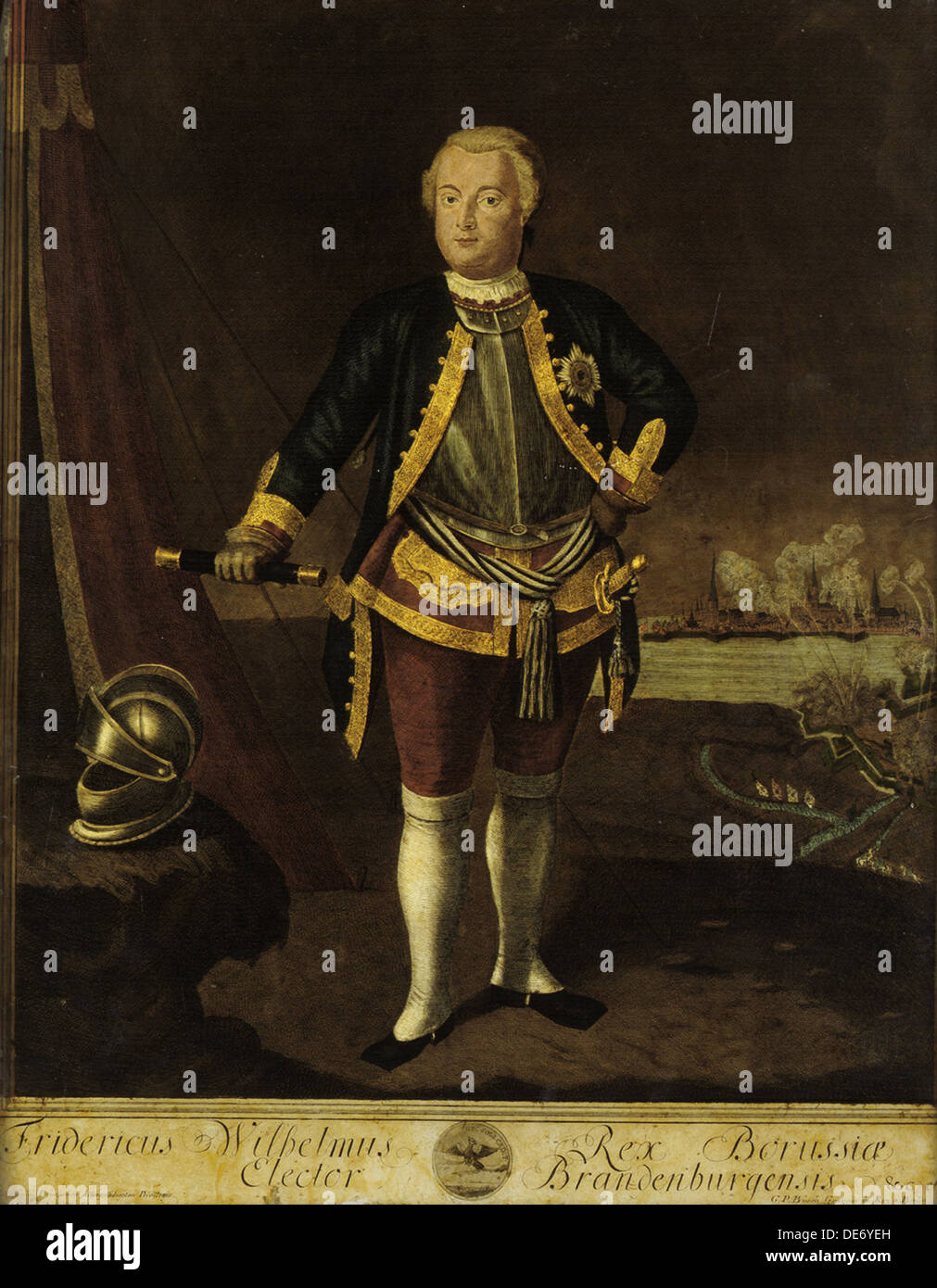 Frederick I of Prussia (Fridericus Wilhelmus Rex Borussiae Elector Brandenburgensis). Artist: Busch, Georg Paul (?-1756) Stock Photo