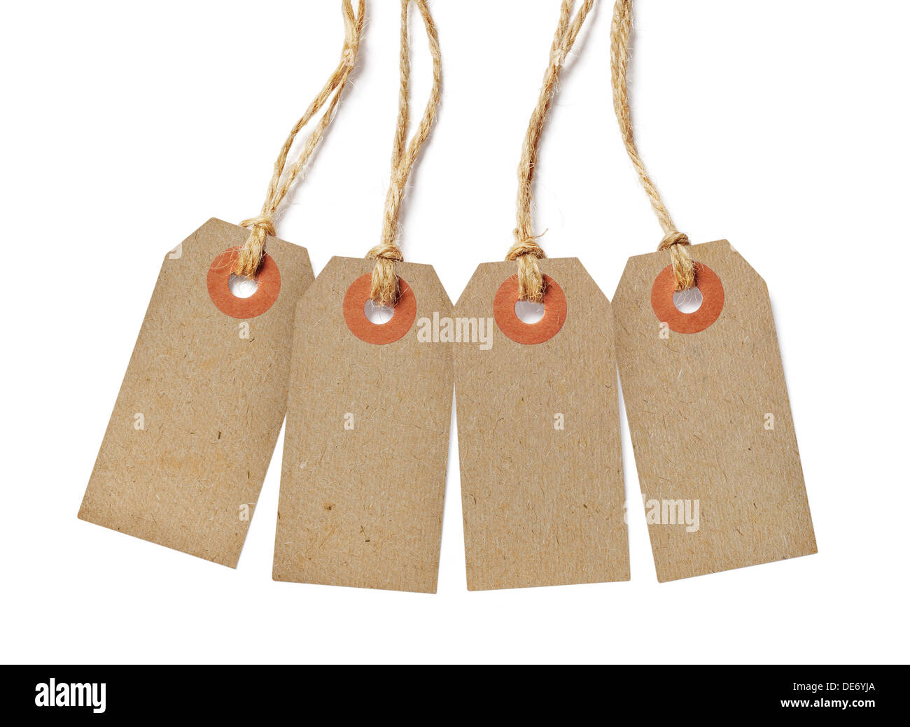 Brown tags isolated on white background Stock Photo