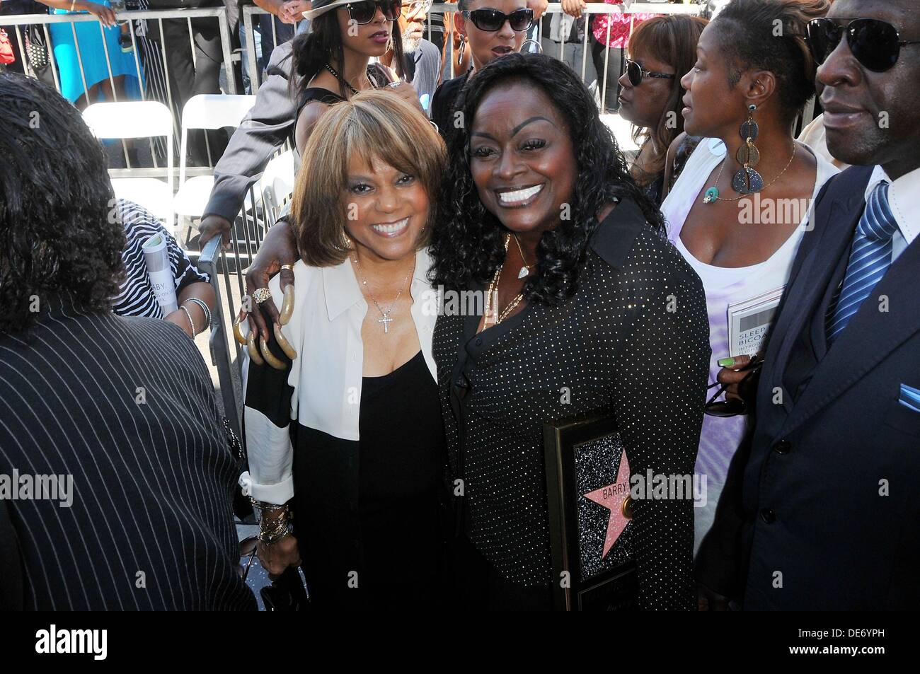 Los Angeles, California, USA. 12th Sep, 2013. Claudette Robinson, Glodean White at the induction ceremony for Star on the Hollywood Walk of Fame for Barry White, Hollywood Boulevard, Los Angeles, California, USA September 12, 2013. Credit:  Michael Germana/Everett Collection/Alamy Live News Stock Photo