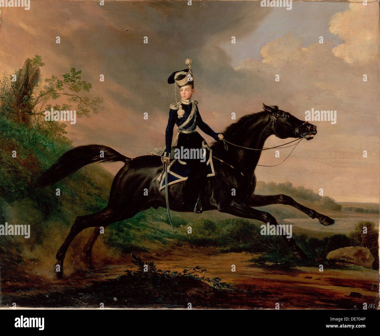 Equestrian Portrait of Grand Prince Alexander Nikolayevich (1818-1881), 1832. Artist: Krüger, Franz (1797-1857) Stock Photo