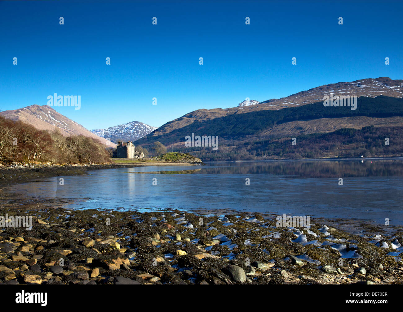 View of Dunderave Castle & Loch Fyne, Argyll Stock Photo