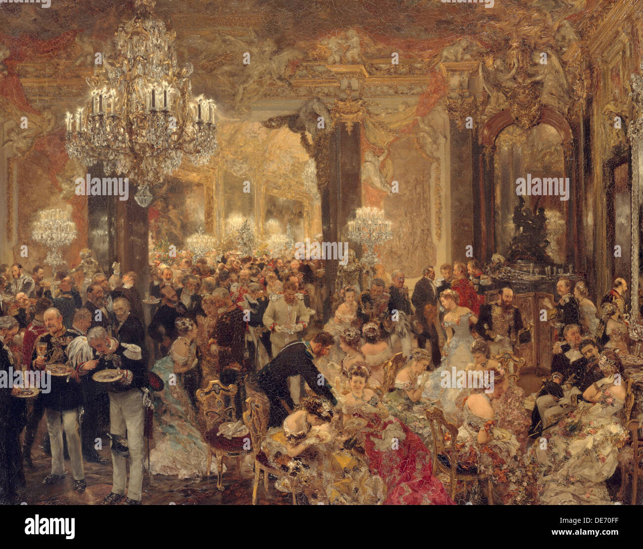 The Dinner at the Ball, 1878. Artist: Menzel, Adolph Friedrich, von (1815-1905) Stock Photo