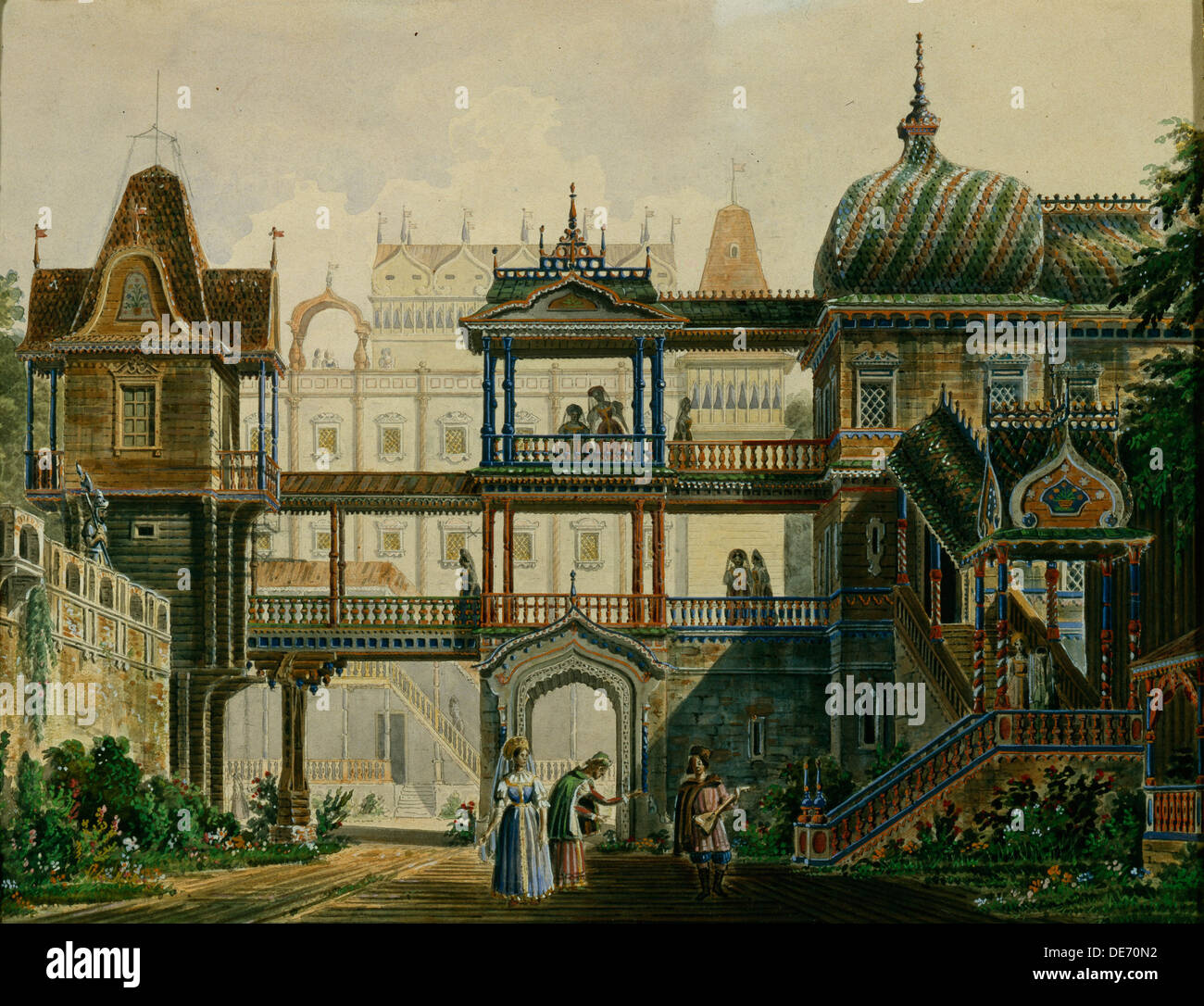 Stage design for the opera Askold's Grave by A. Verstovski, 1841. Artist: Roller, Andreas Leonhard (1805-1891) Stock Photo
