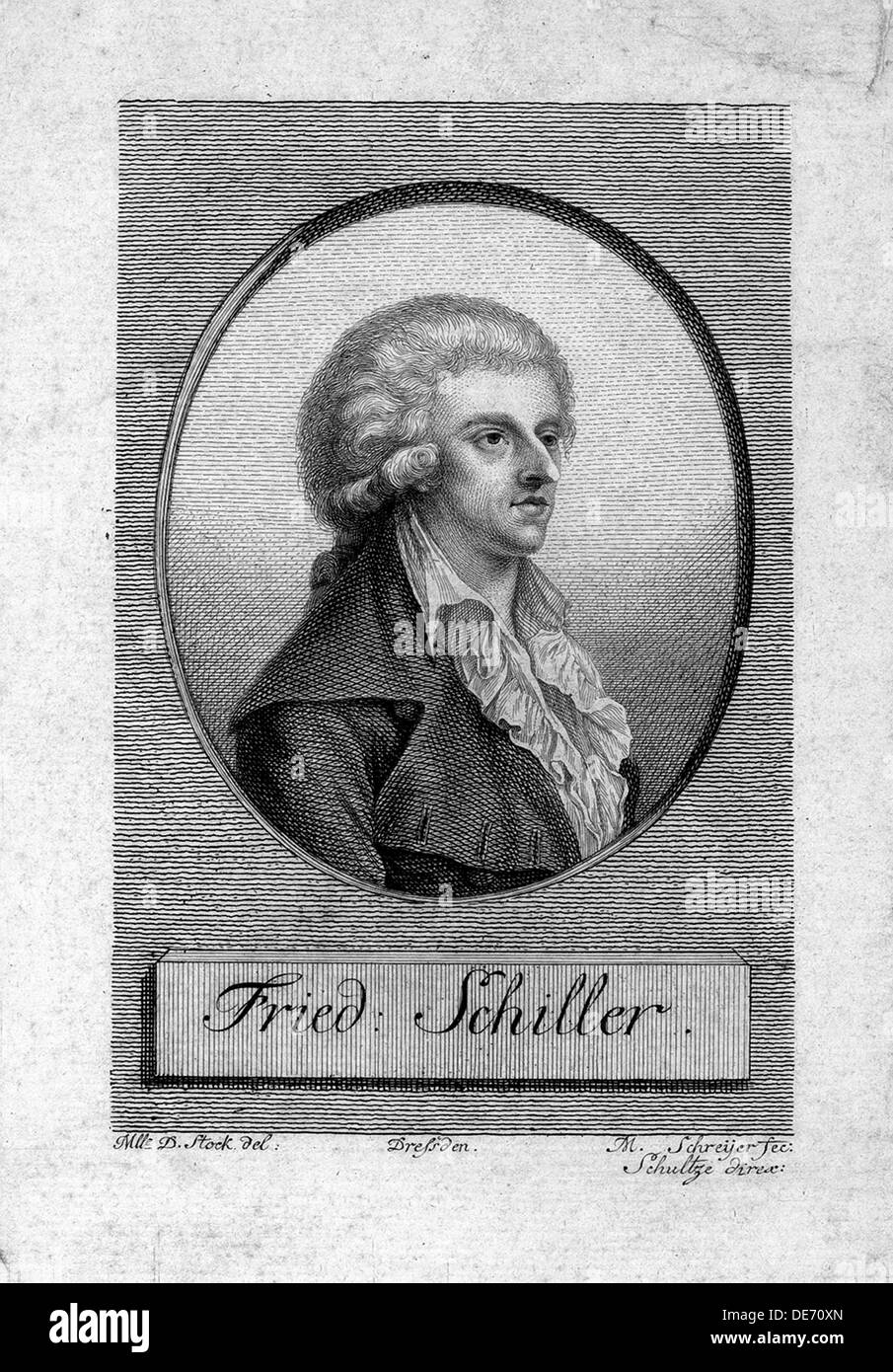 Portrait of Friedrich von Schiller (1759-1805). Artist: Stock, Dora (1759-1832) Stock Photo