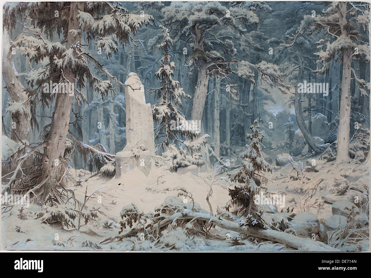 Snowy Forest, 1835. Artist: Achenbach, Andreas (1815-1910) Stock Photo