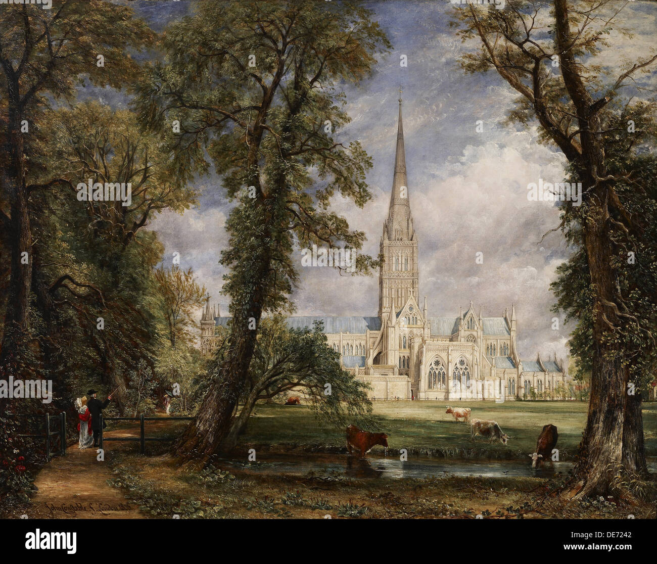 Salisbury Cathedral from the Bishop's Garden, 1826. Artist: Constable, John (1776-1837) Stock Photo