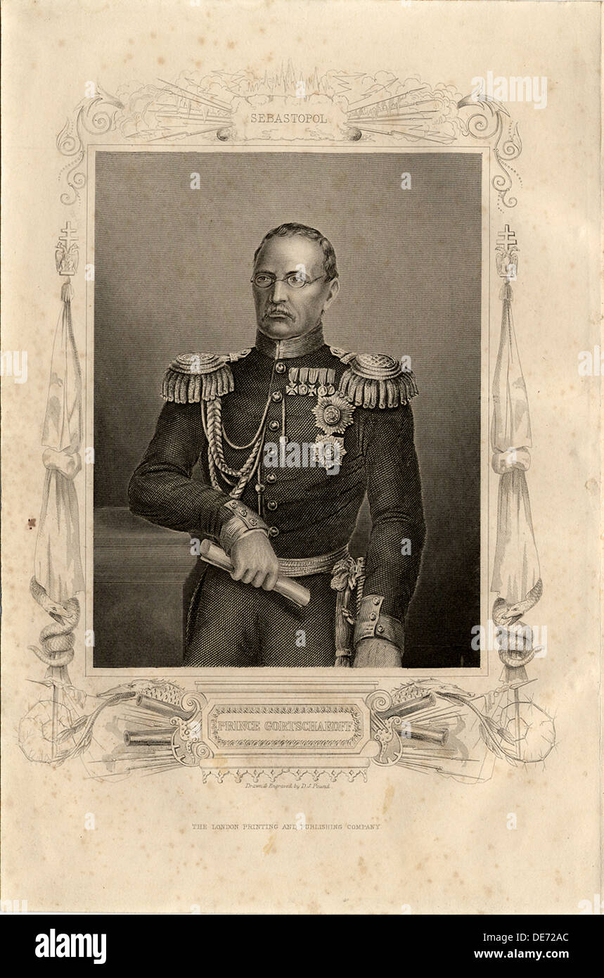 Portrait of Prince Mikhail Dmitrievich Gorchakov (1795-1861), 1856. Artist: Pound, Daniel J. (1810-1861?) Stock Photo
