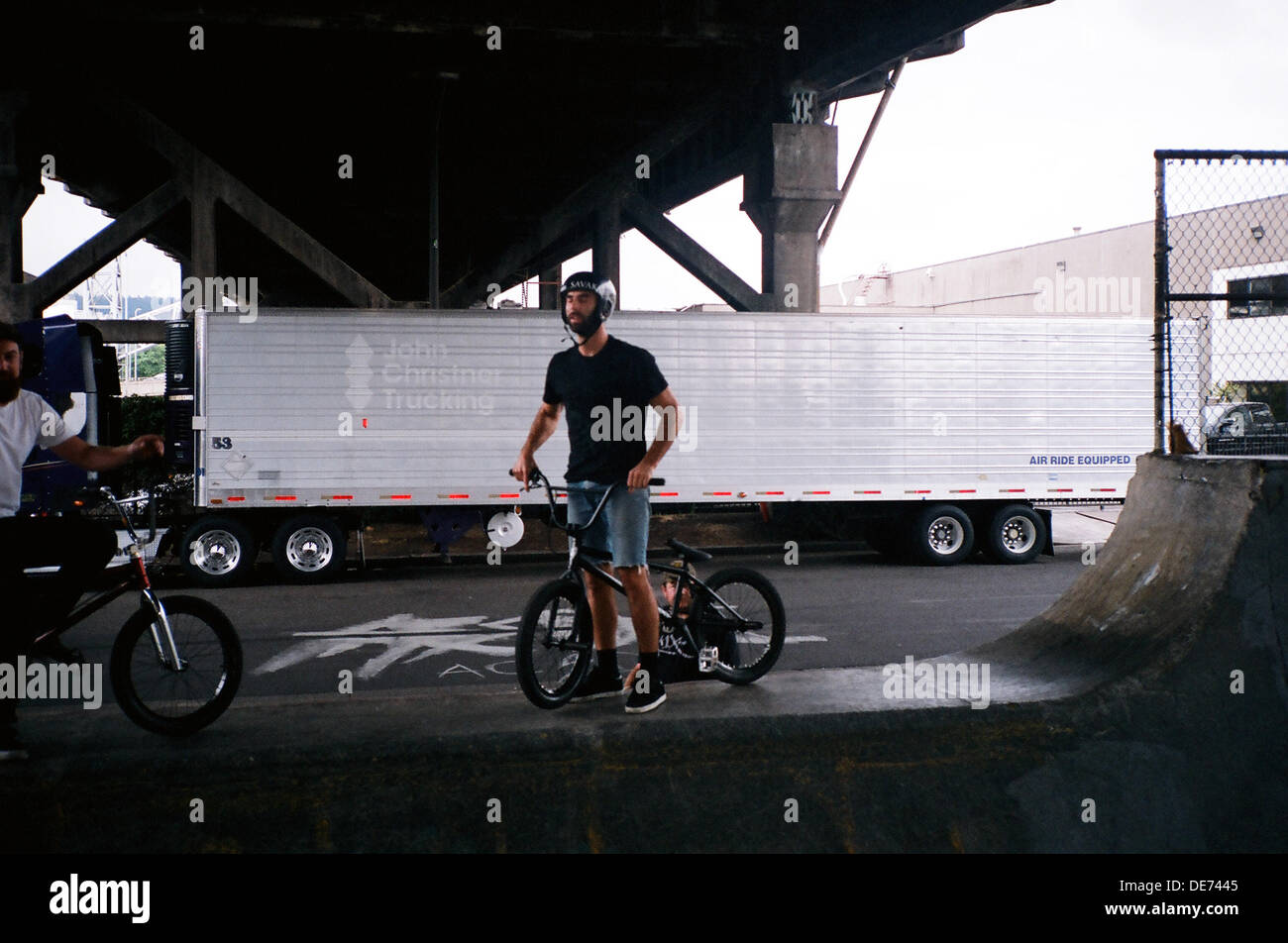 September 12, 2013 Portland, Oregon, U.S. BMX bikes under the