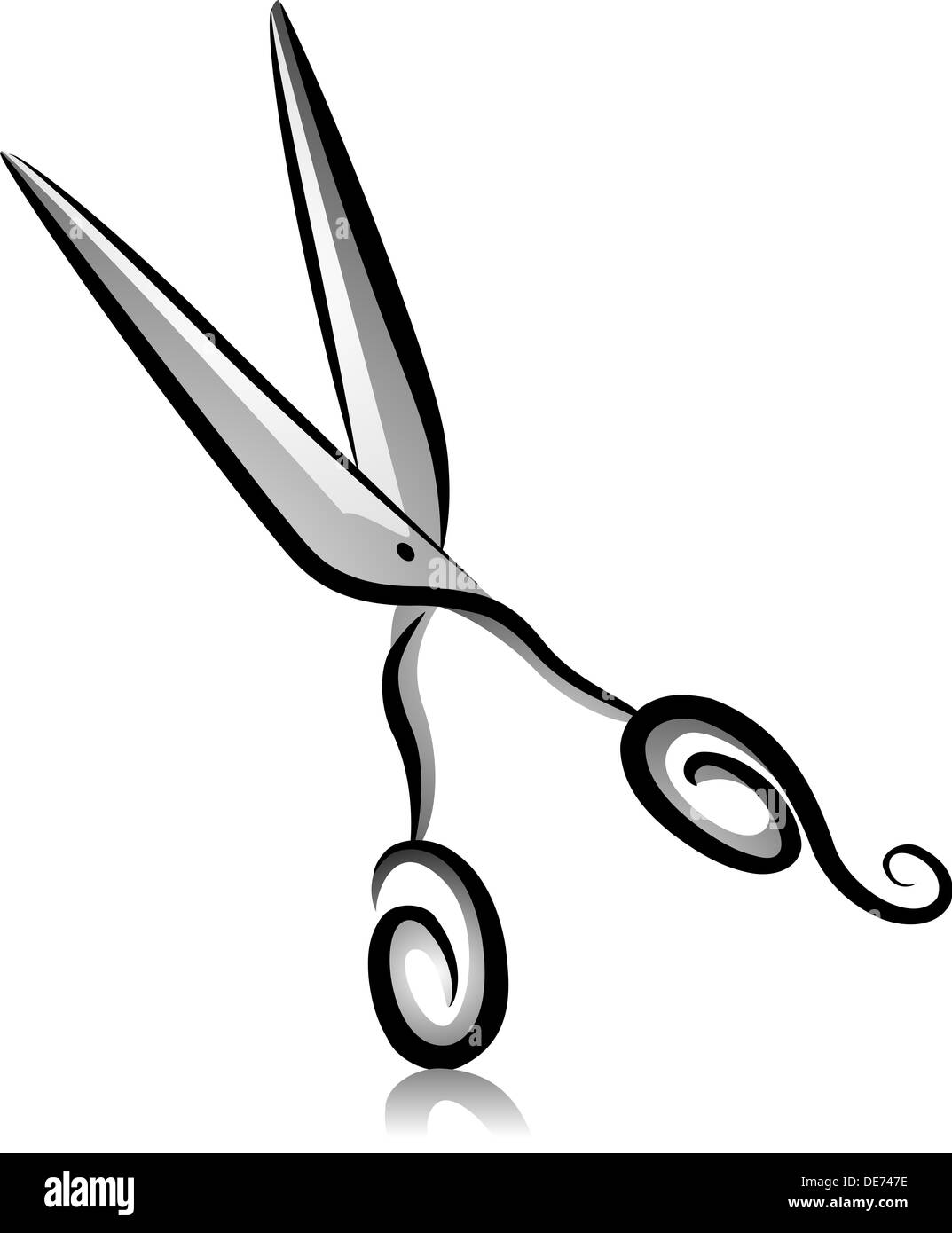 Illustration of Tailor's Scissors in Black and White Stock Photo