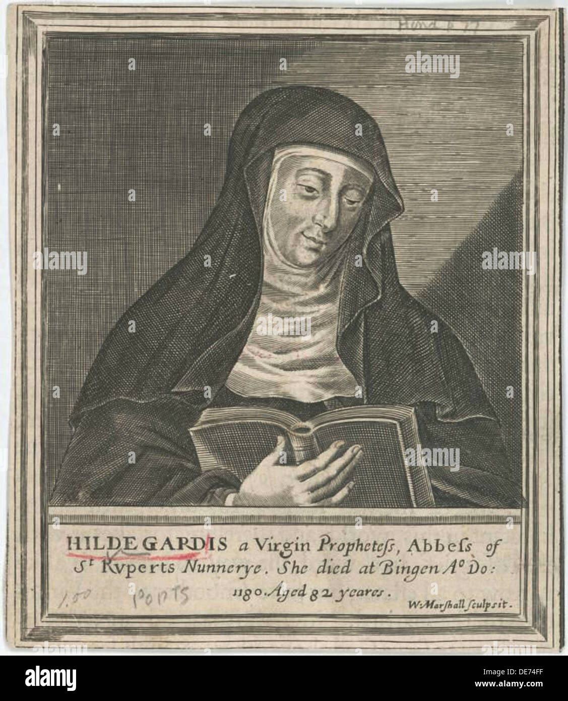 Hildegard of Bingen, 17th century. Artist: Anonymous Stock Photo