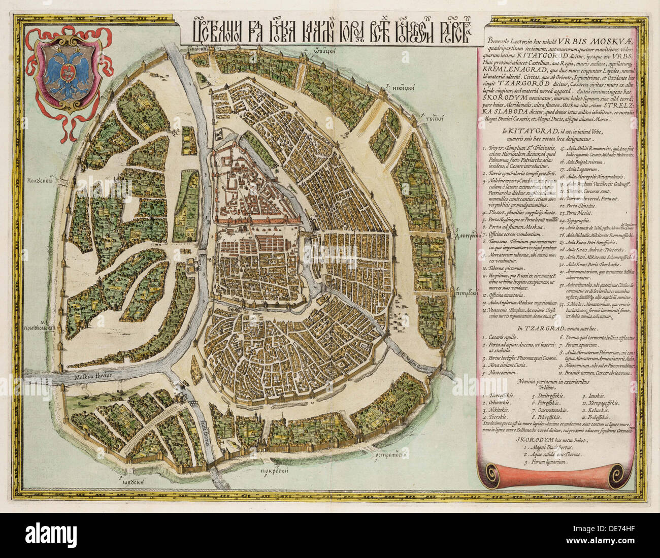 The Moscow Kremlin Map of the 16th century (Castellum Urbis Moskvae), 1662. Artist: Blaeu, Willem Janszoon (1571-1638) Stock Photo