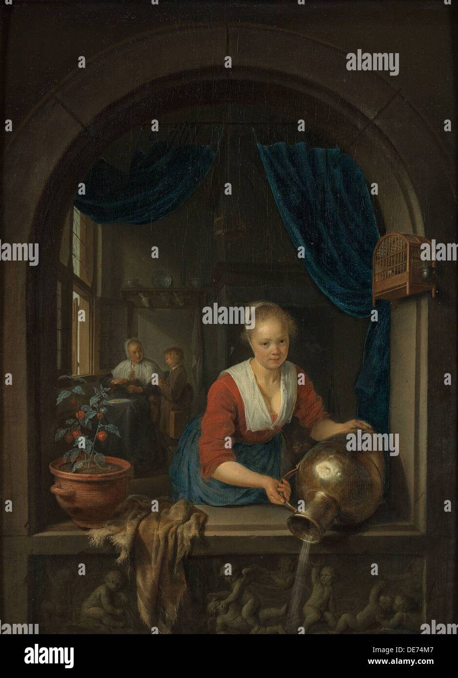 Maid at the window, c. 1660. Artist: Dou, Gerard (Gerrit) (1613-1675 ...