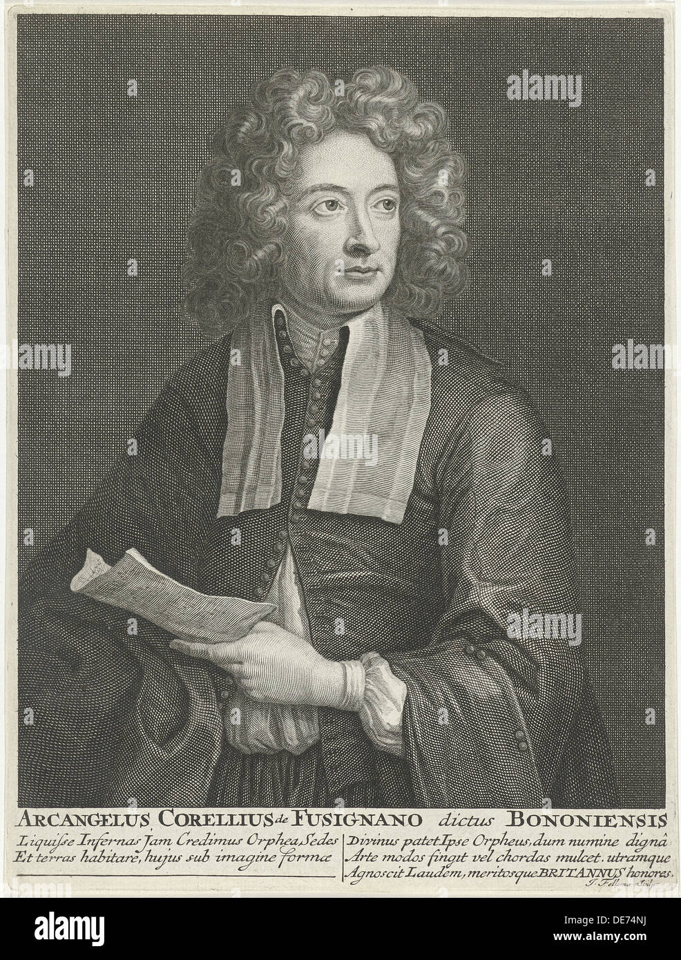 Portrait of the Composer and Violinist Arcangelo Corelli (1653-1713). Artist: Folkema, Jacob (1692-1767) Stock Photo