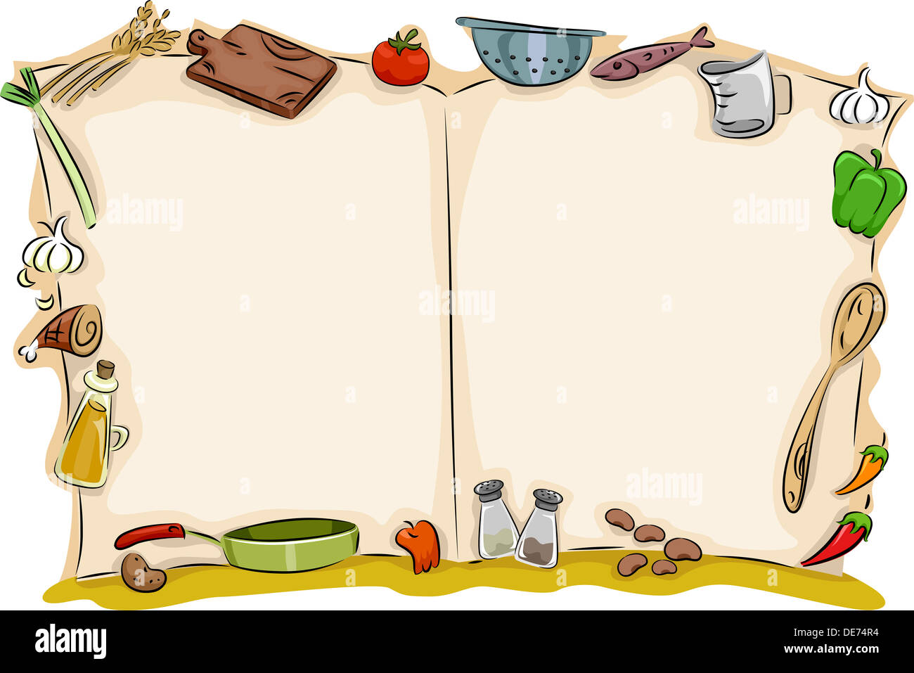 Illustration of Open Blank Cook Book Background Stock Photo - Alamy