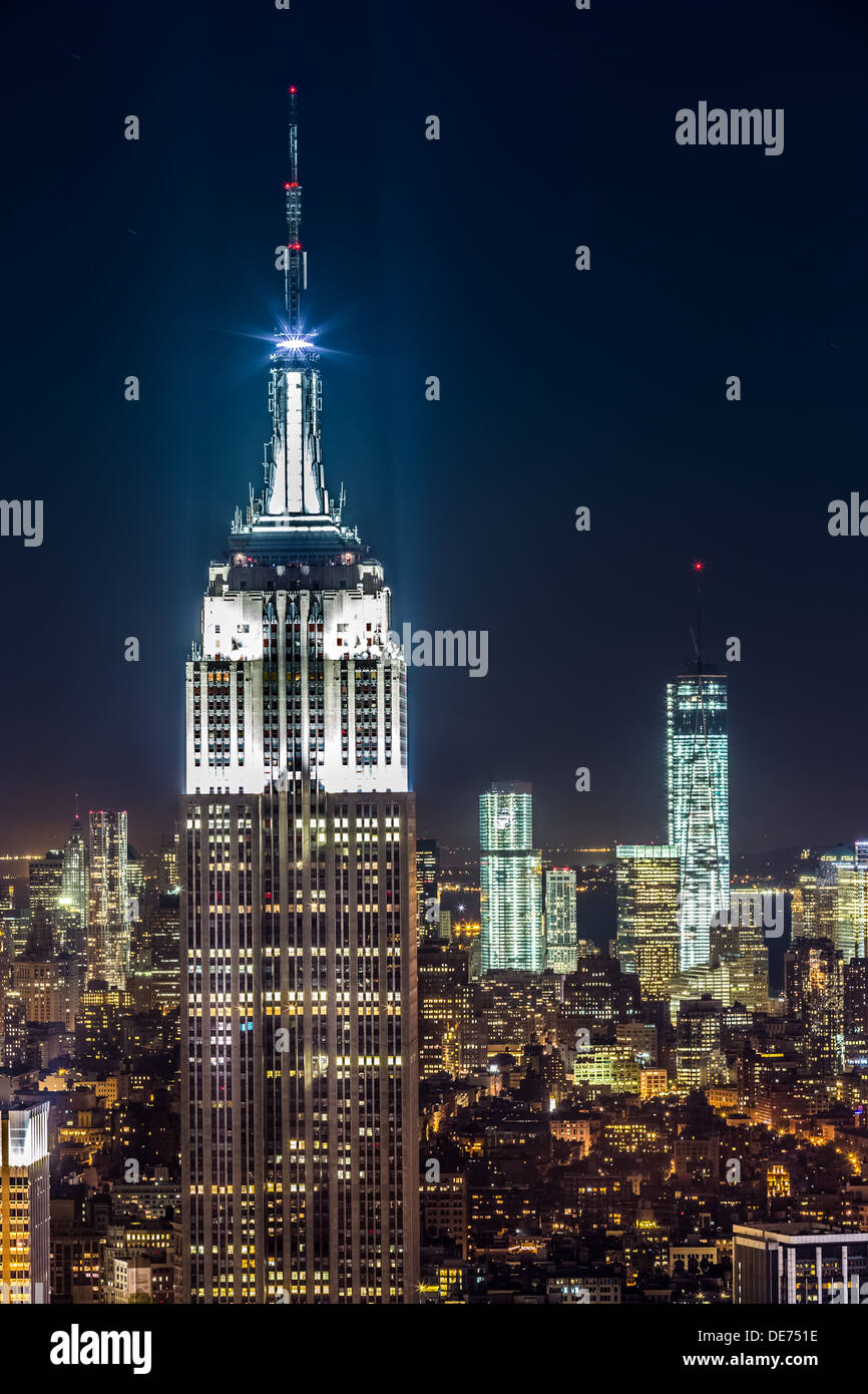 Empire State building by night Stock Photo