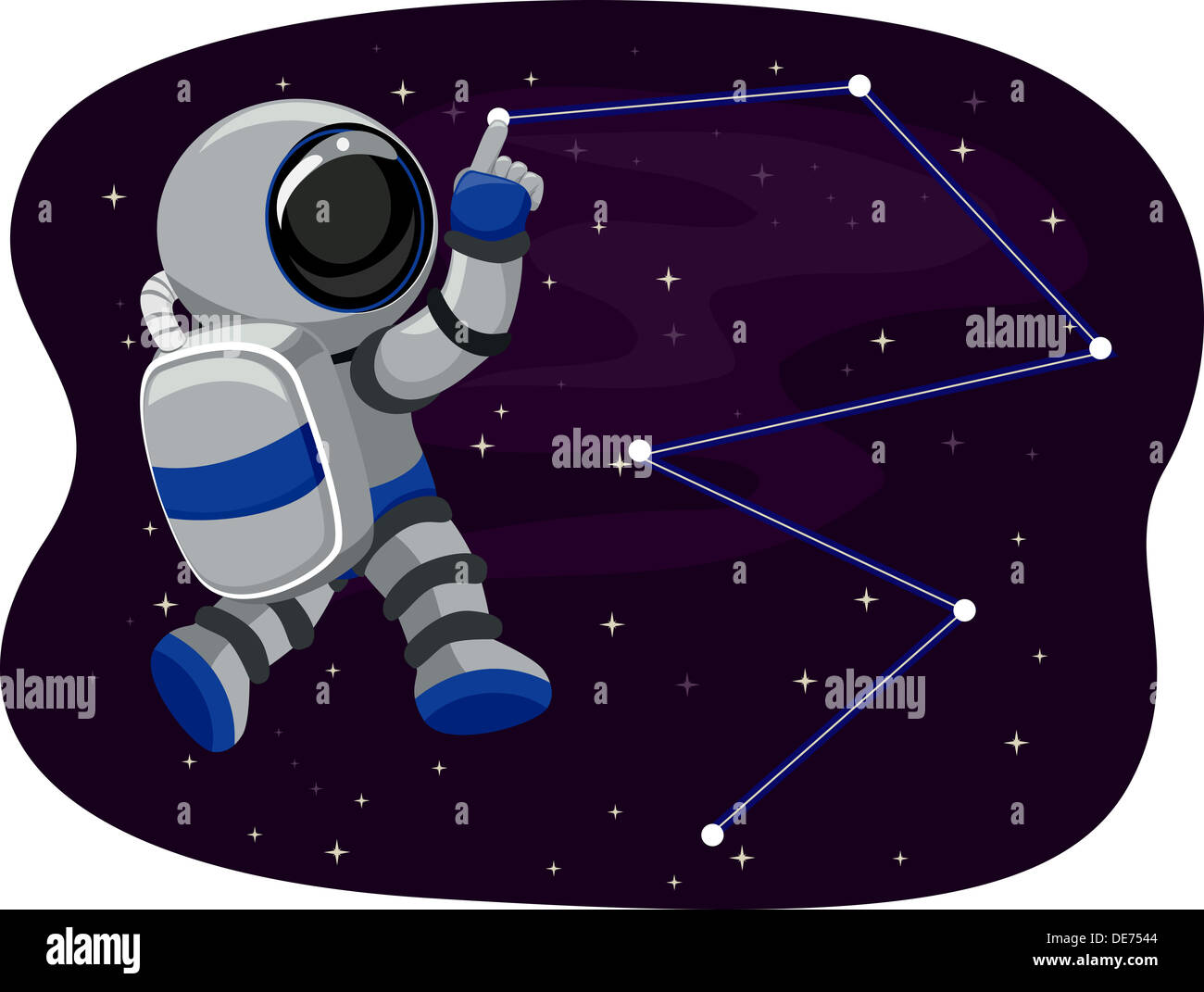 Illustration of Astronaut in Space tracing Stars Stock Photo Alamy
