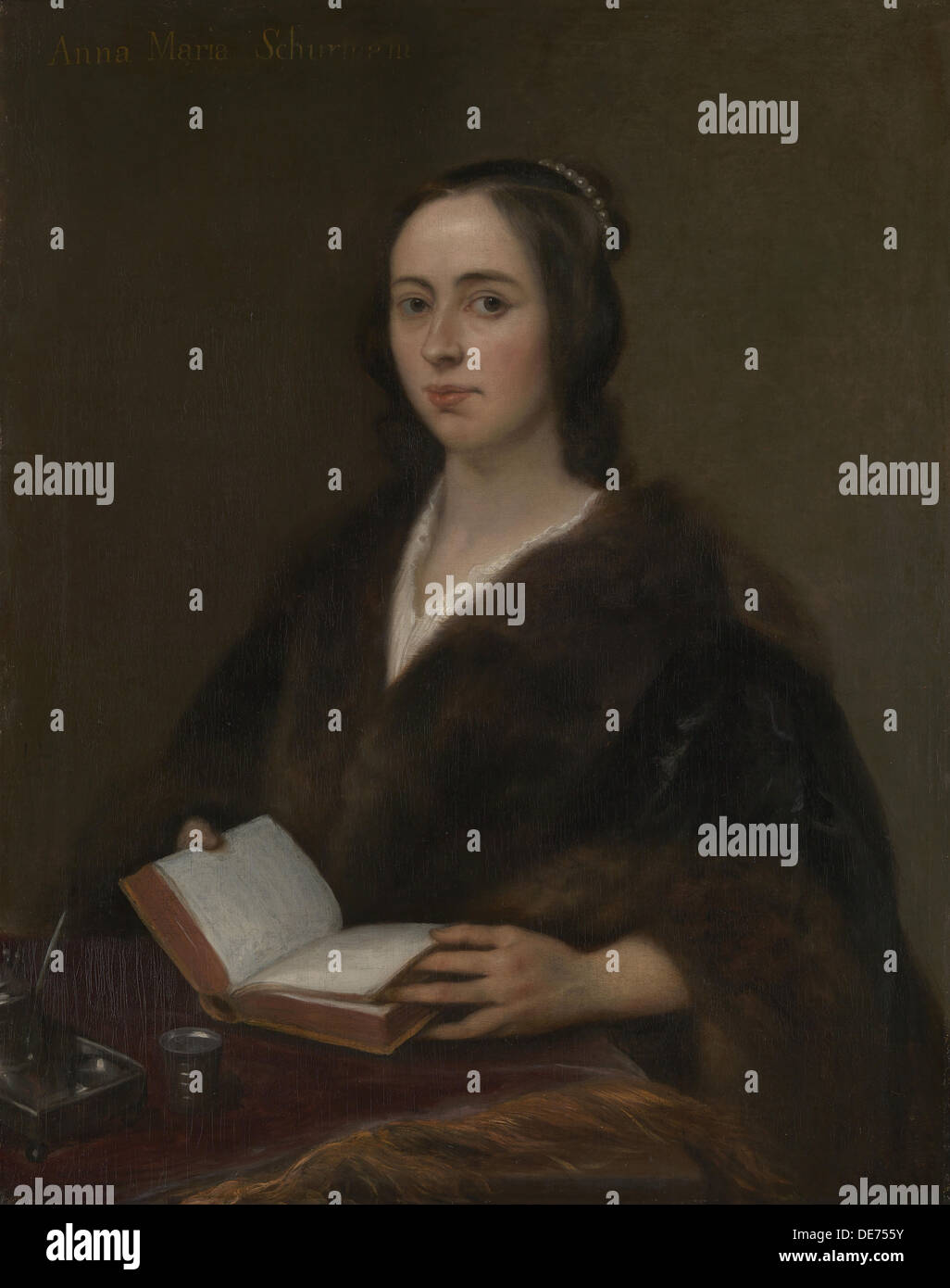 Portrait of Anna Maria van Schurman (1607-1678), 1649. Artist: Lievens, Jan (1607-1674) Stock Photo