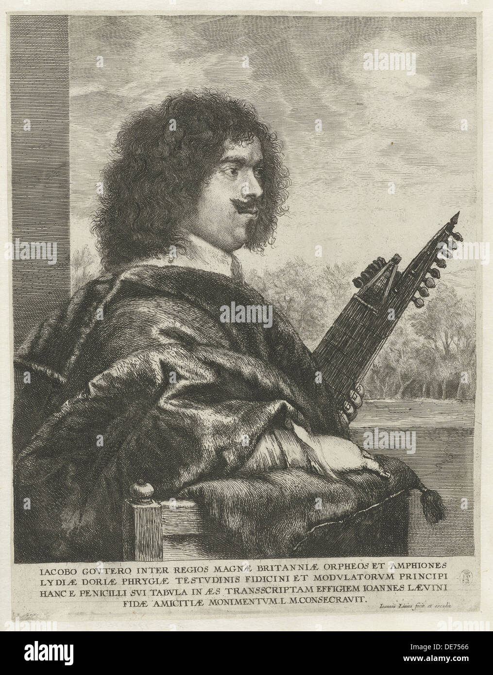 Portrait of the composer and lutenist Jacques Gaultier, 1631-1635. Artist: Lievens, Jan (1607-1674) Stock Photo
