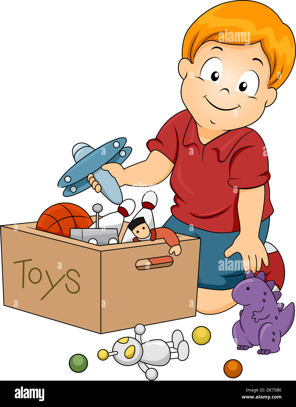 Illustration of Kid Boy Storing Toys Stock Photo Alamy