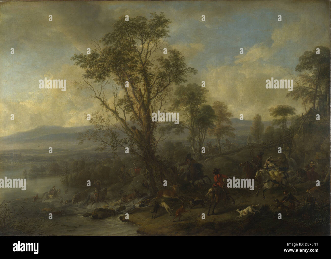 A Stag Hunt, ca 1665. Artist: Wouwerman, Philips (1619-1668) Stock Photo