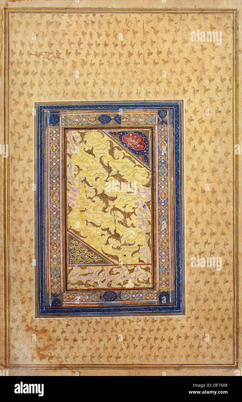 Specimen of Calligraphy, 1608. Artist: Zein al-Abidin Tabrizi (active 17th century) Stock Photo