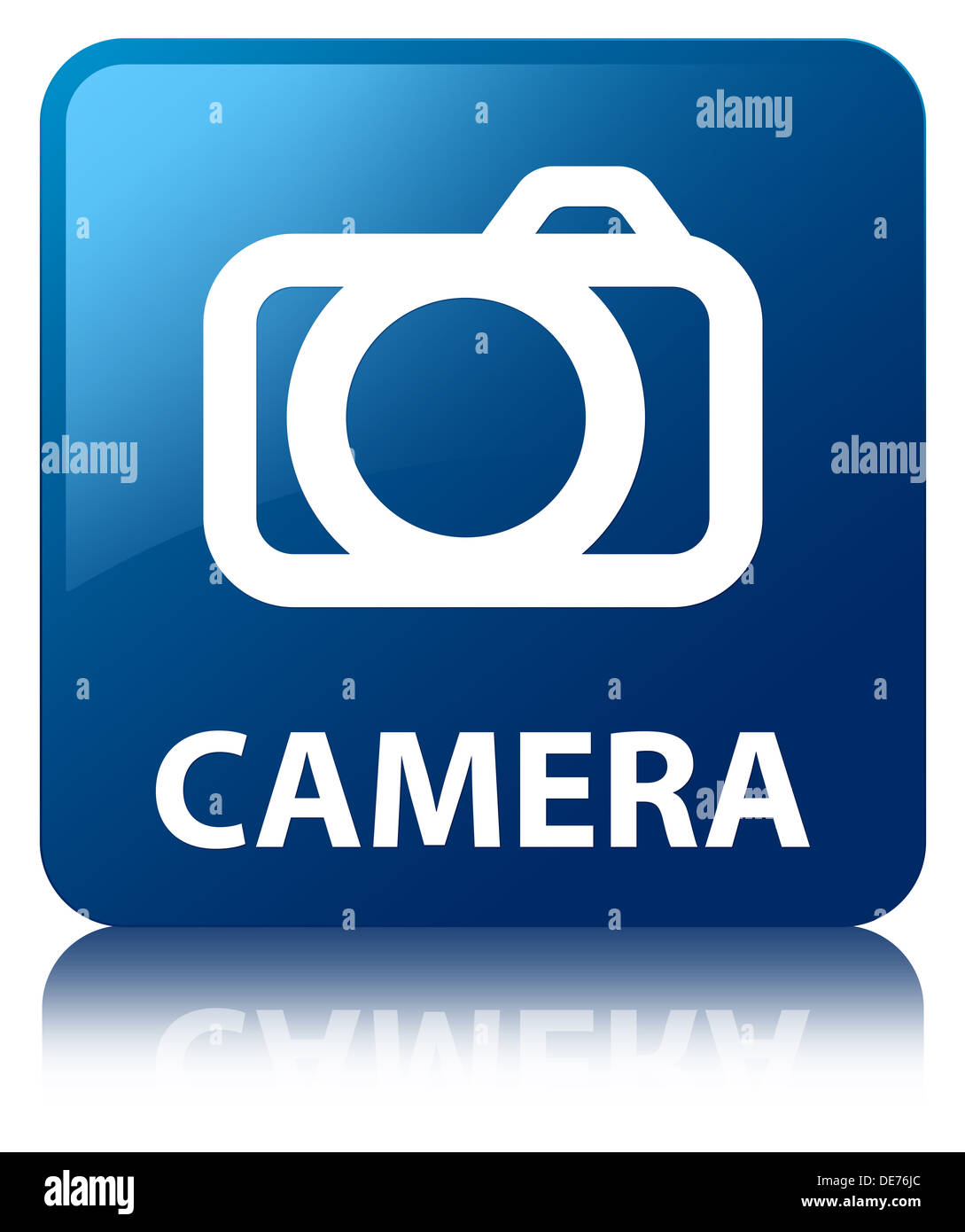 Camera glossy blue square button Stock Photo