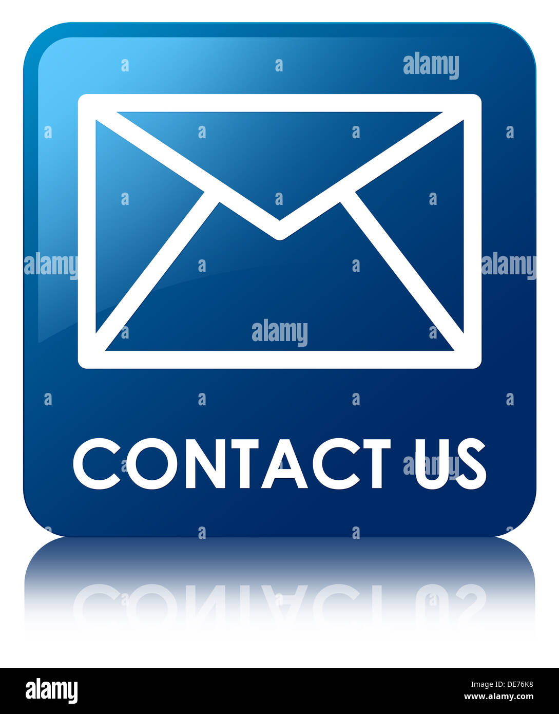 Contact us (email icon) glossy blue square button Stock Photo Alamy
