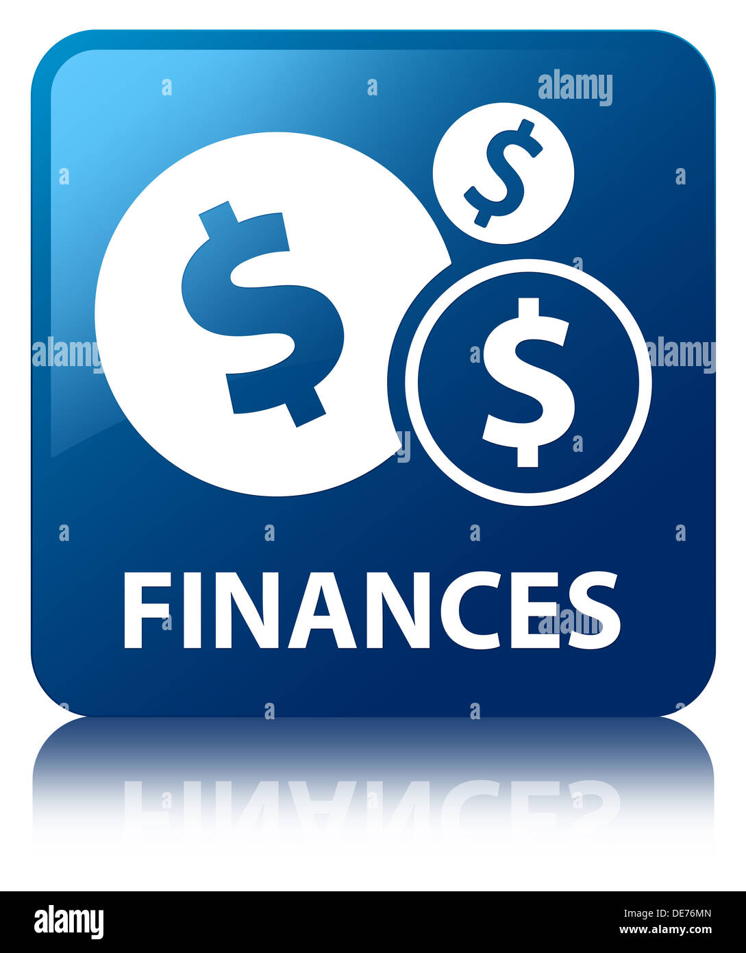 Finances (dollar icon) glossy blue square button Stock Photo