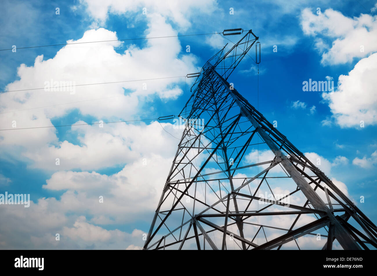 high voltage post.High-voltage tower sky background Stock Photo - Alamy