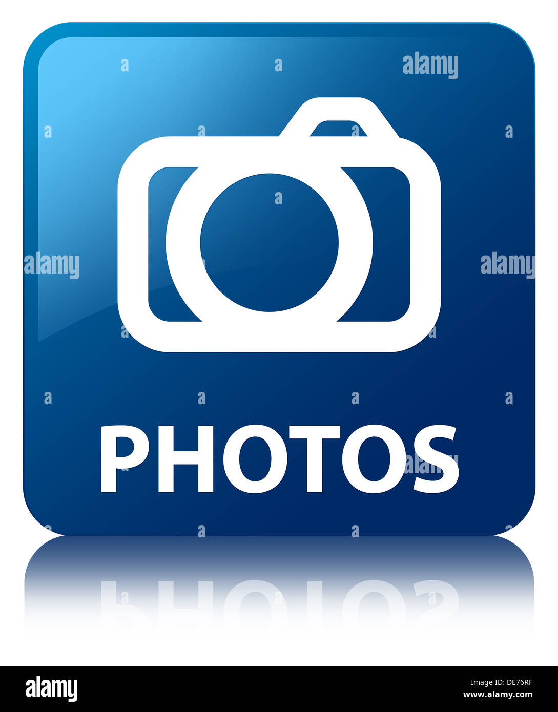 Photos glossy blue square button Stock Photo