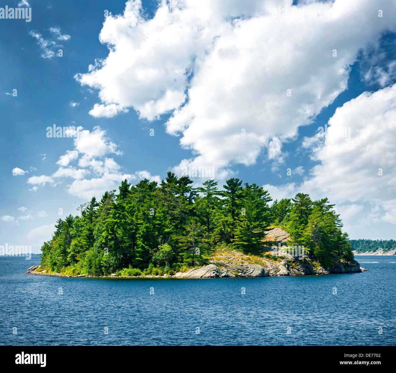Small rocky island in Georgian Bay near Parry Sound, Ontario, Canada. Stock Photo