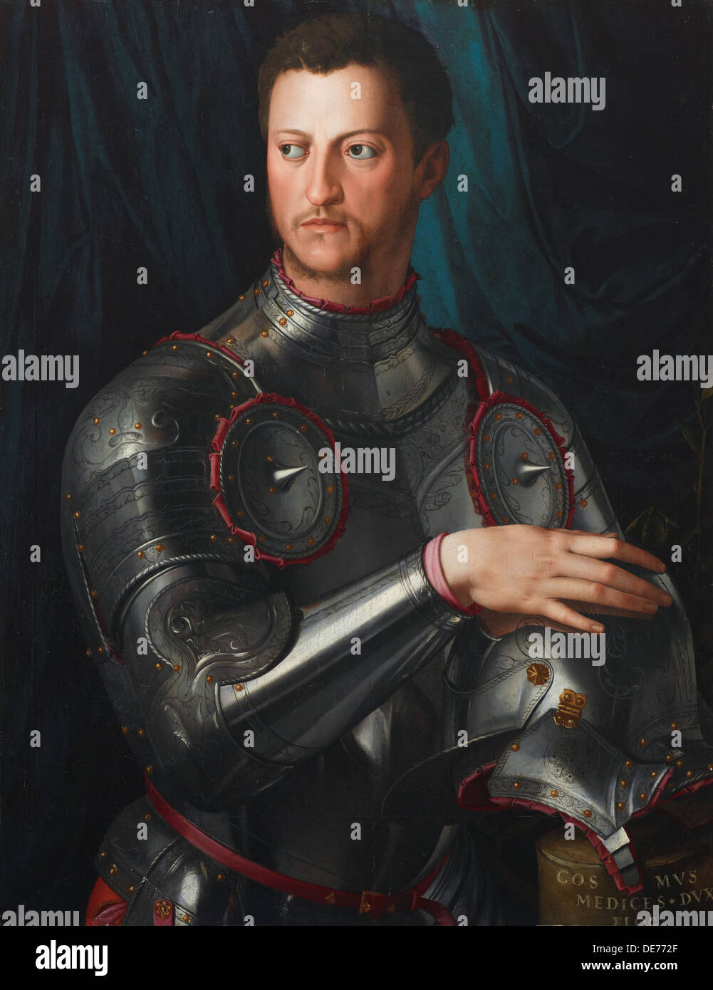 Portrait of Grand Duke of Tuscany Cosimo I de' Medici (1519-1574) in armour, ca 1545. Artist: Bronzino, Agnolo (1503-1572) Stock Photo