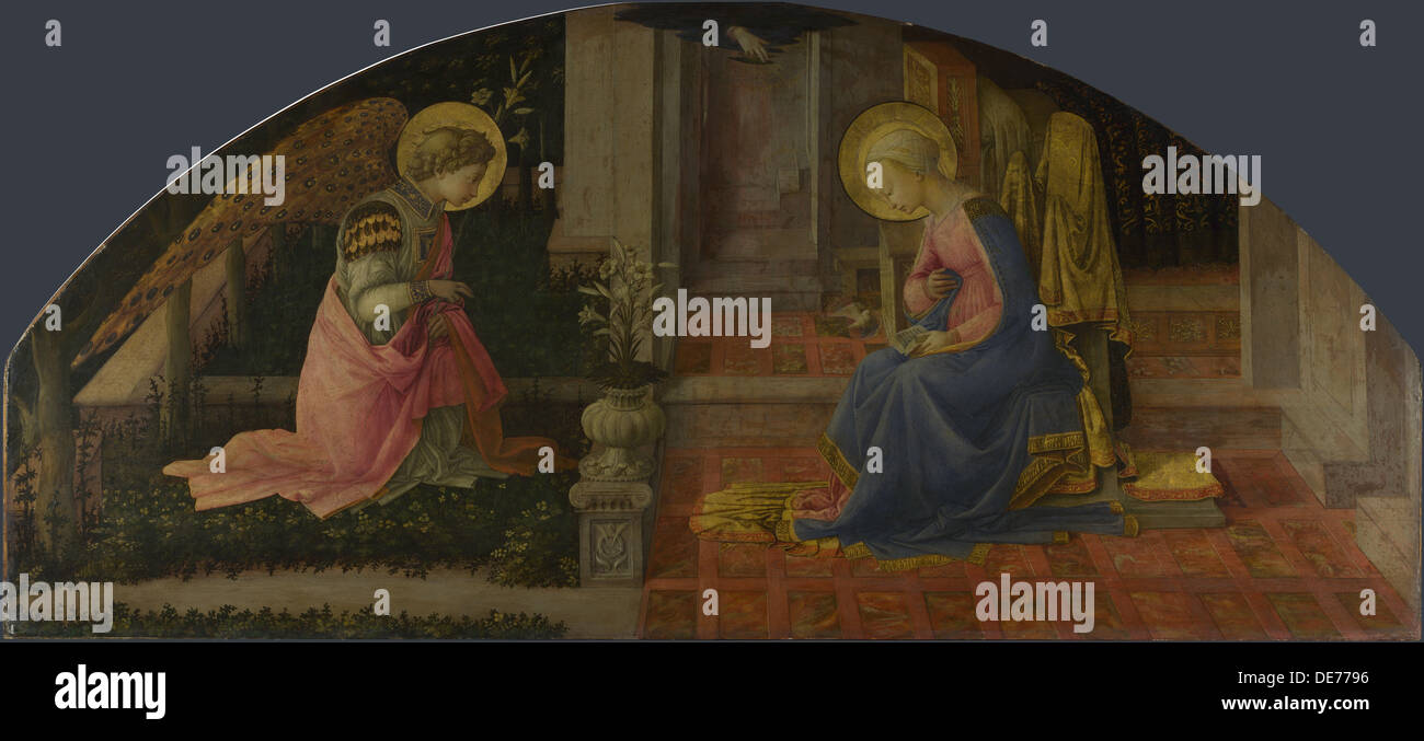 The Annunciation (Medici Panel), c. 1450. Artist: Lippi, Fra Filippo (1406-1469) Stock Photo