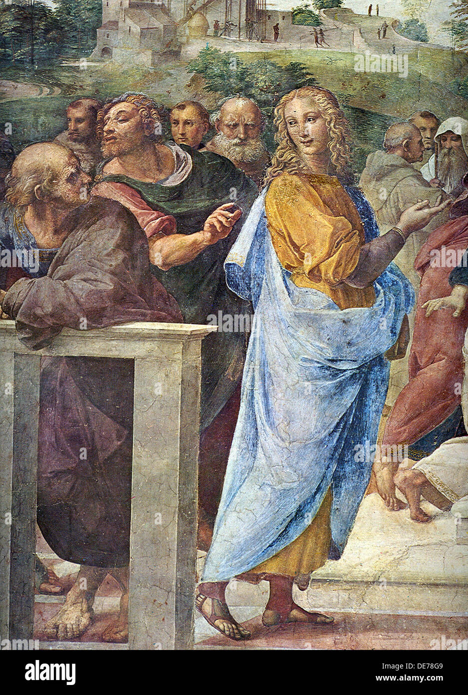 Disputa. Detail: Architect Bramante and Francesco Maria Della Rovere (right), 1509. Artist: Raphael (1483-1520) Stock Photo