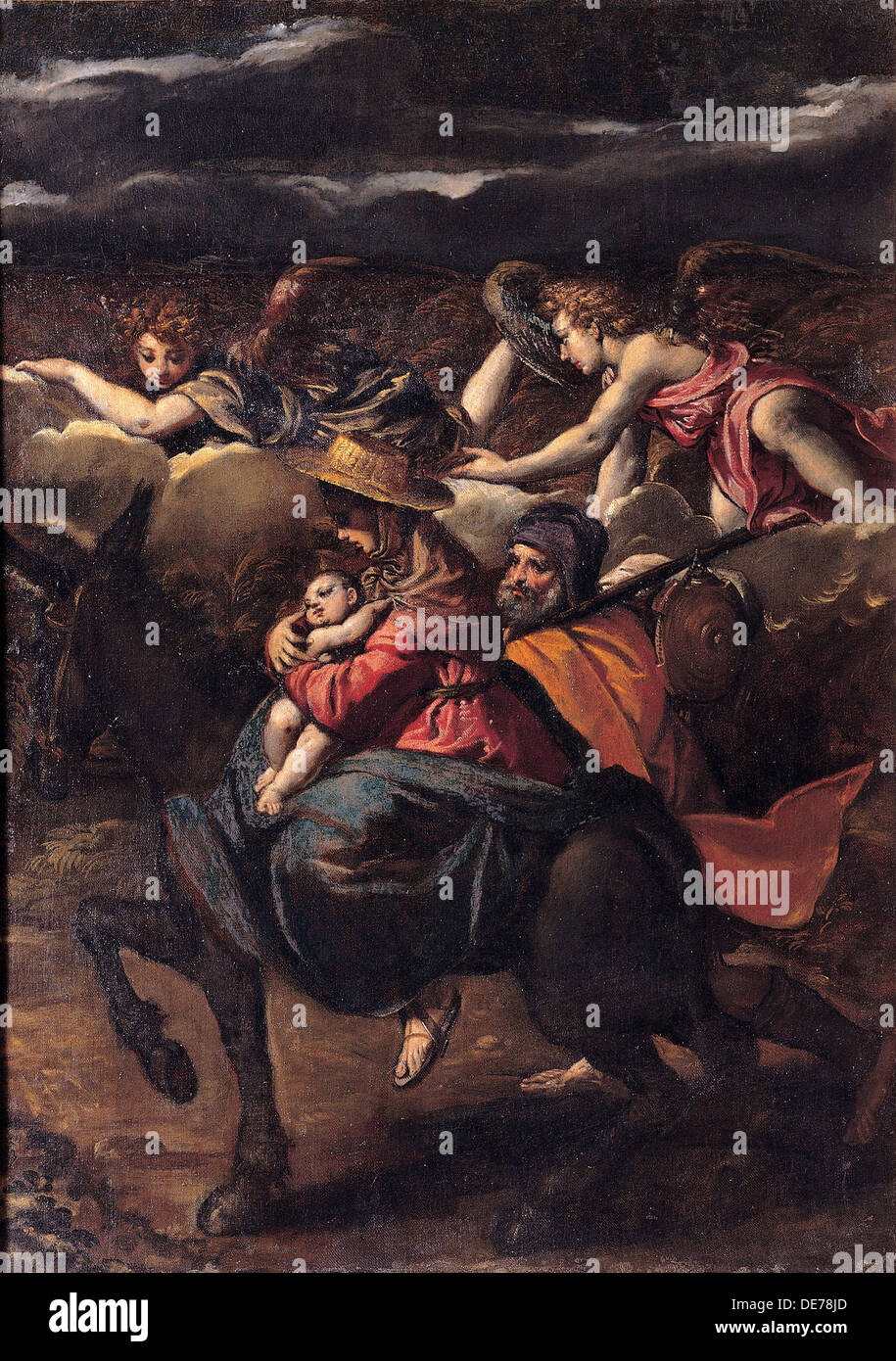 The Flight into Egypt, 1585. Artist: Scarsellino (Scarsella), Ippolito (1551-1620) Stock Photo