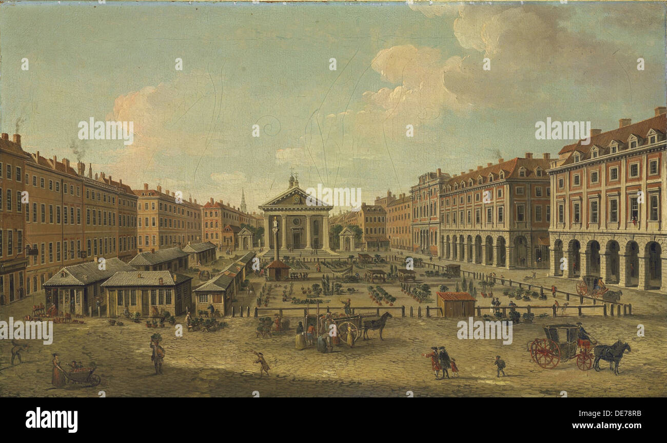 Four views of London: The Covent Garden. Artist: Joli, Antonio (1700-1777) Stock Photo
