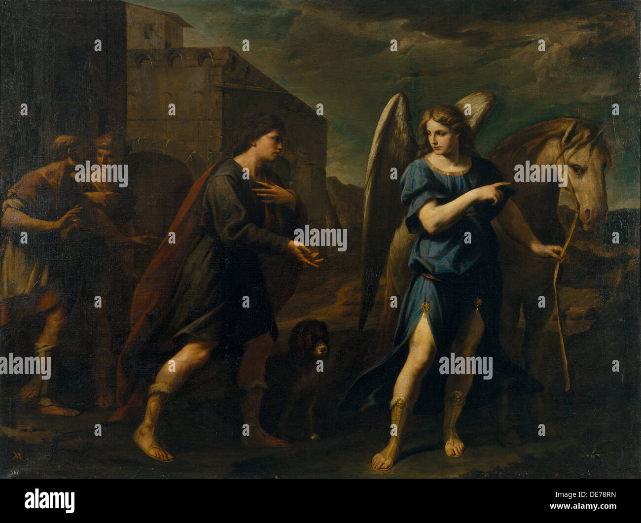 Tobias Meets the Archangel Raphael, c. 1640. Artist: Vaccaro, Andrea (1604-1670) Stock Photo