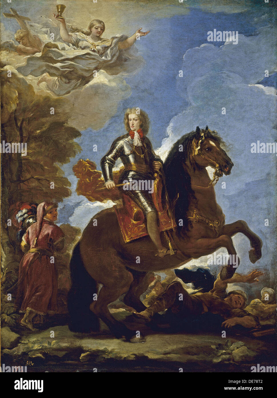 Equestrian Portrait of Charles II of Spain, before 1694. Artist: Giordano, Luca (1632-1705) Stock Photo