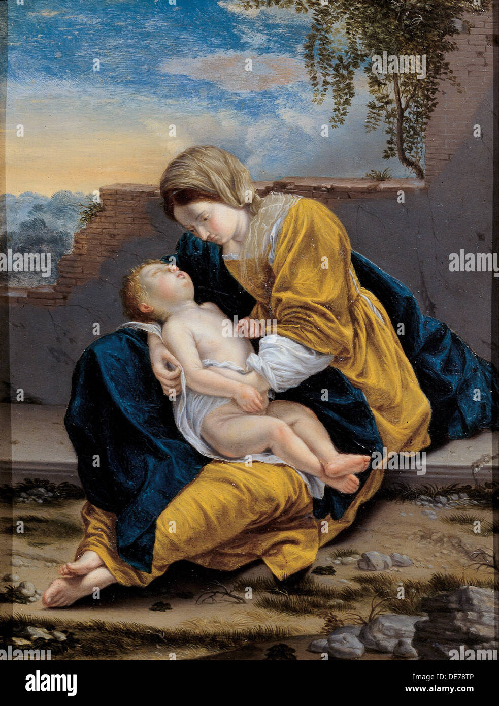 Madonna and Child in a landscape, 1621-1624. Artist: Gentileschi, Orazio (1563-1638) Stock Photo