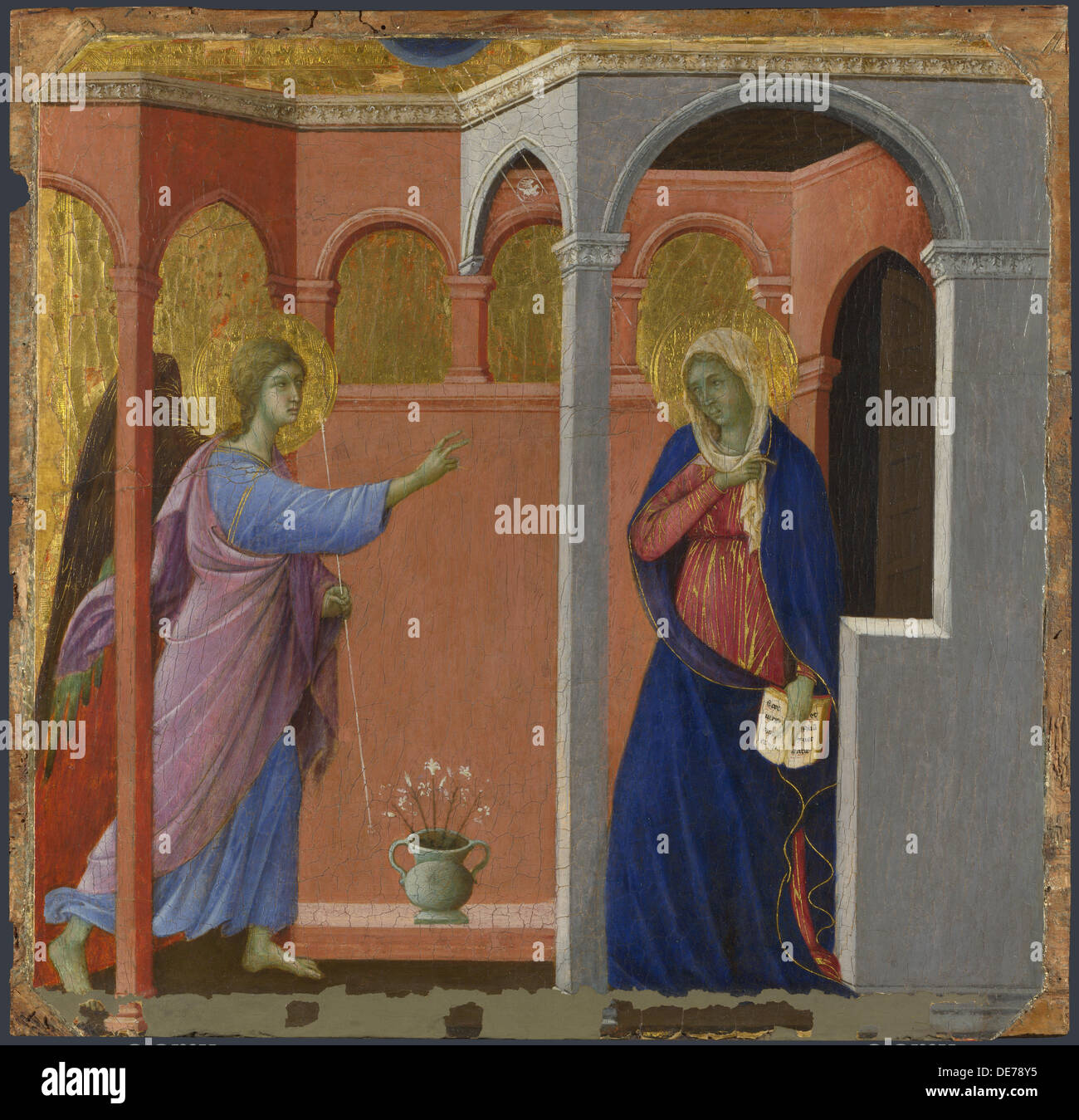 The Annunciation, ca 1308-1311. Artist: Duccio di Buoninsegna (1260-1318) Stock Photo