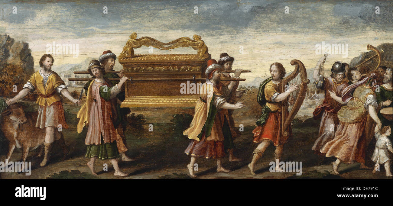 King David bearing the Ark of the Covenant into Jerusalem, Early16th cen.. Artist: Italian master Stock Photo